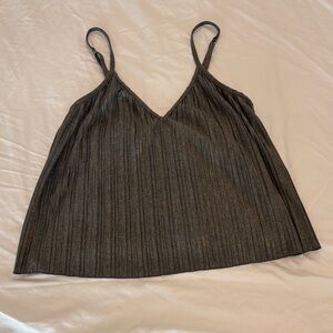 Metallic Gray Strappy Women's Top